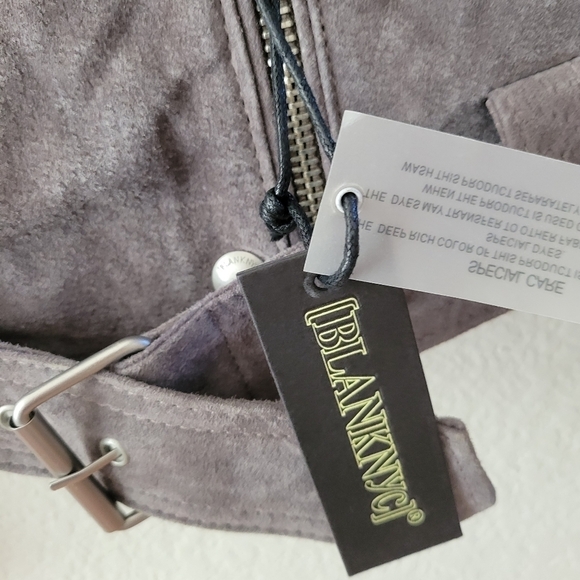 Blank NYC Suede Moto Leather Jacket S Grey NWT - Picture 7 of 9